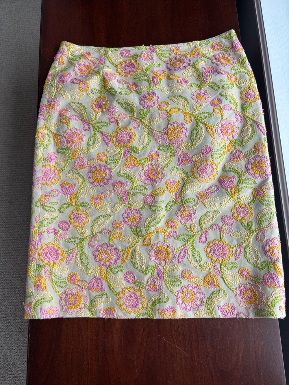 Cynthia Steffe Yellow Floral Embroidered Pencil Skirt